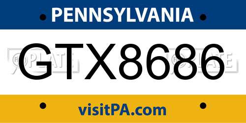 GTX8686 Pennsylvania License Plate
