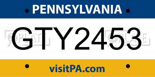 GTY2453 Pennsylvania License Plate