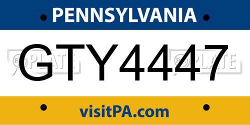 GTY4447 Pennsylvania License Plate