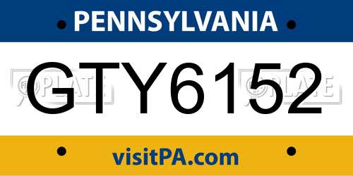 GTY6152 Pennsylvania License Plate