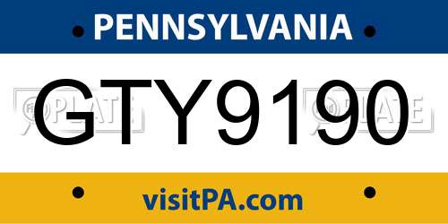 GTY9190 Pennsylvania License Plate