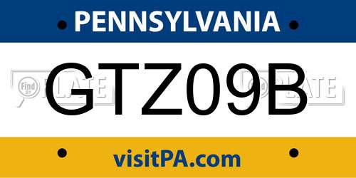 GTZ09B Pennsylvania License Plate