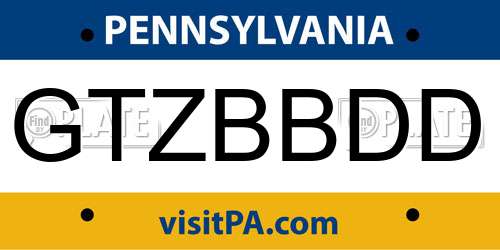 GTZBBDD Pennsylvania License Plate