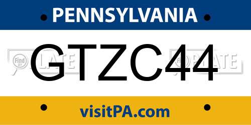 GTZC44 Pennsylvania License Plate