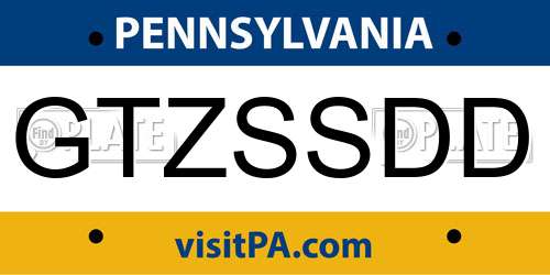 GTZSSDD Pennsylvania License Plate
