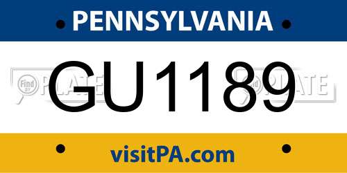 GU1189 Pennsylvania License Plate