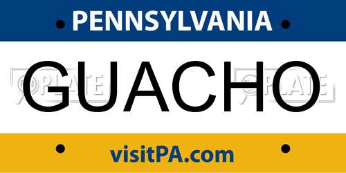 GUACHO Pennsylvania License Plate