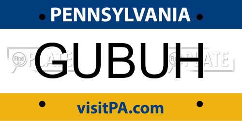 GUBUH Pennsylvania License Plate