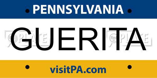 GUERITA Pennsylvania License Plate