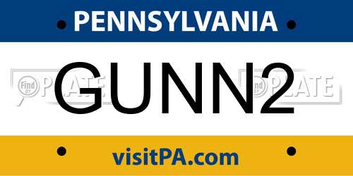 GUNN2 Pennsylvania License Plate