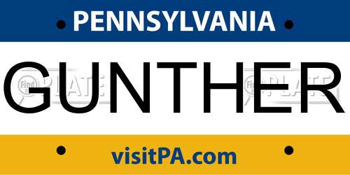 GUNTHER Pennsylvania License Plate
