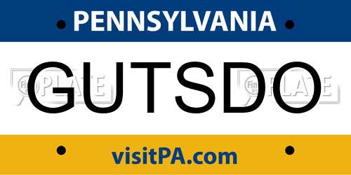 GUTSDO Pennsylvania License Plate