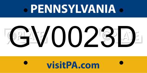 GV0023D Pennsylvania License Plate