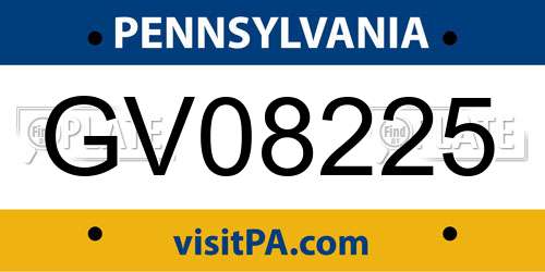GV08225 Pennsylvania License Plate