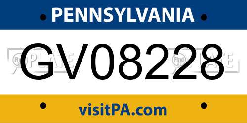 GV08228 Pennsylvania License Plate