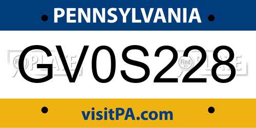 GV0S228 Pennsylvania License Plate