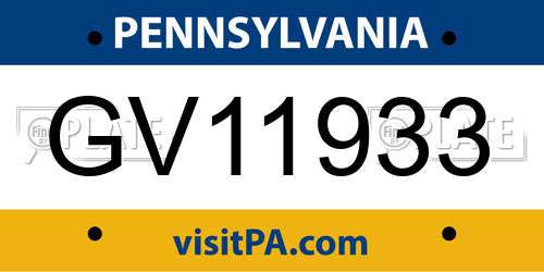 GV11933 Pennsylvania License Plate