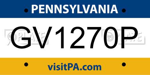 GV1270P Pennsylvania License Plate