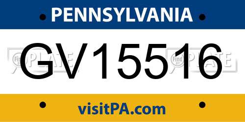 GV15516 Pennsylvania License Plate