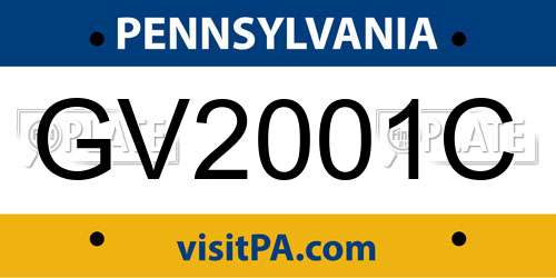 GV2001C Pennsylvania License Plate
