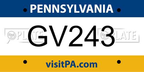 GV243 Pennsylvania License Plate