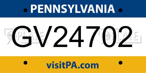 GV24702 Pennsylvania License Plate