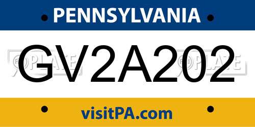 GV2A202 Pennsylvania License Plate