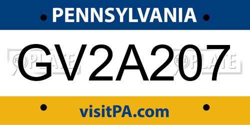 GV2A207 Pennsylvania License Plate