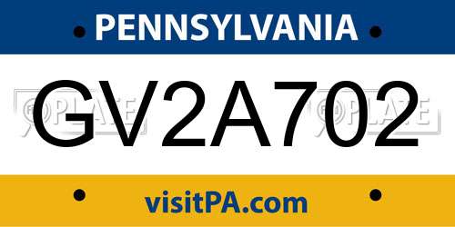 GV2A702 Pennsylvania License Plate