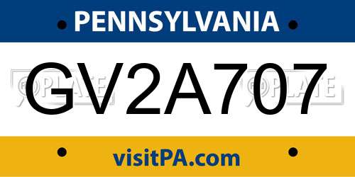 GV2A707 Pennsylvania License Plate