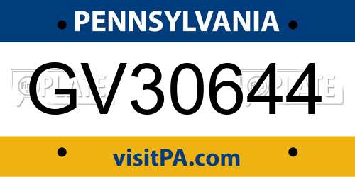 GV30644 Pennsylvania License Plate