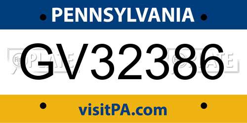 GV32386 Pennsylvania License Plate