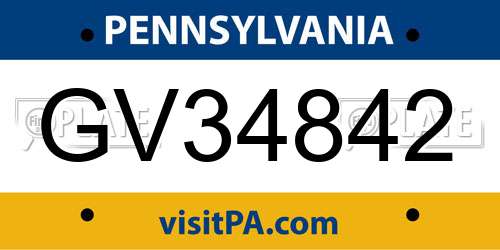 GV34842 Pennsylvania License Plate