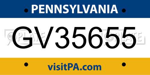 GV35655 Pennsylvania License Plate