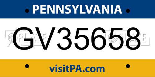 GV35658 Pennsylvania License Plate