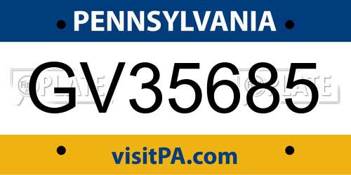 GV35685 Pennsylvania License Plate