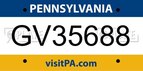 GV35688 Pennsylvania License Plate