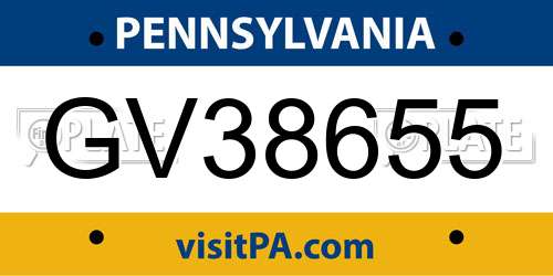GV38655 Pennsylvania License Plate