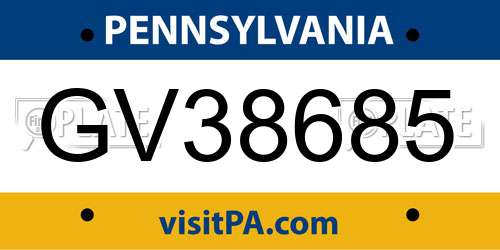 GV38685 Pennsylvania License Plate
