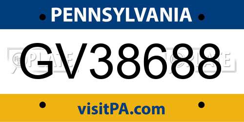 GV38688 Pennsylvania License Plate