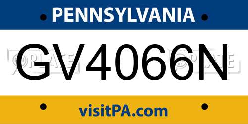 GV4066N Pennsylvania License Plate