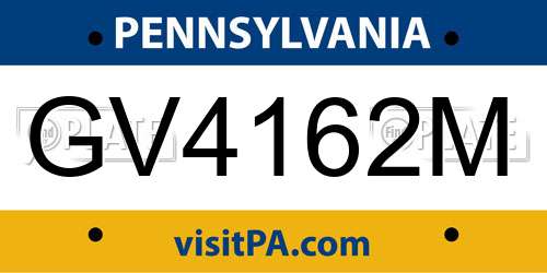 GV4162M Pennsylvania License Plate