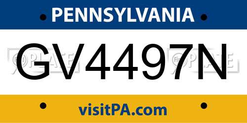 GV4497N Pennsylvania License Plate