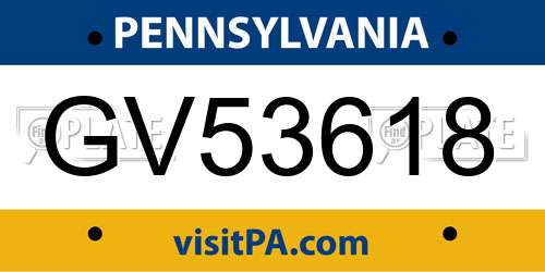 GV53618 Pennsylvania License Plate