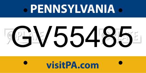 GV55485 Pennsylvania License Plate