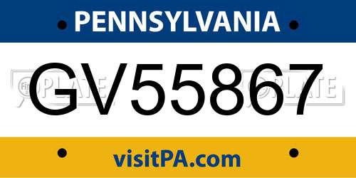 GV55867 Pennsylvania License Plate