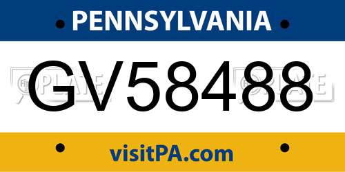 GV58488 Pennsylvania License Plate