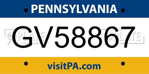 GV58867 Pennsylvania License Plate