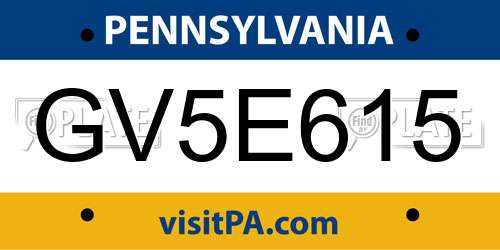 GV5E615 Pennsylvania License Plate