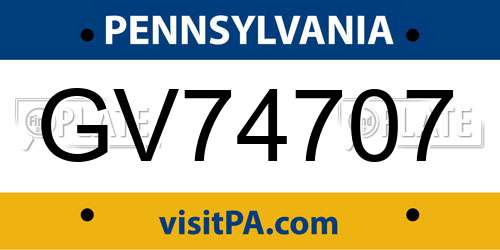 GV74707 Pennsylvania License Plate